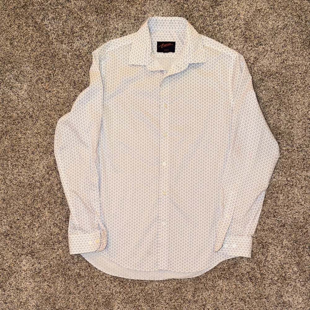 Egara White Slim Fit Floral Geometric Pattern Shirt